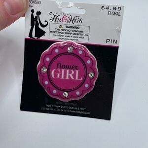 His & Hers Purple/Pink Flower Girl Ceramic Pin NWT